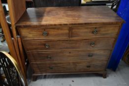 A Georgian mahogany chest of drawers. H.98 W.114cm