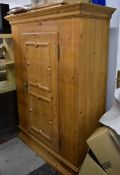 A 19th century continental pine hall cupboard or wardrobe. H175 W.123 D.50cm