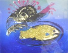 Arthur Boyd (1920-1999), a framed and glazed artist's proof; Fish in Dish and Pointing Figure,