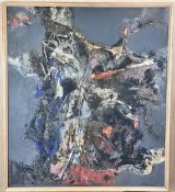 A large oil on board, mid century abstract composition, signed Chapman 61. H.91 W.82cm