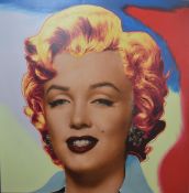 Steve Kaufman (1960-2010), mixed media screenprint on canvas, Marylin, monogrammed to the reverse.