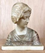 After Giovanni Bessi, a late 19th century Italian marble and alabaster bust, 