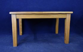 Farmhouse table, ash with draw leaf action and extra leaves. H.78.5 W.138 (extended W.203) D.90cm