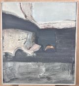 A large oil on canvas; abstract composition. H.103 W.92cm