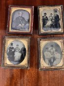Four early photographic group portraits. H.9.5 W.8cm.