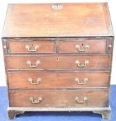 Bureau, Georgian mahogany with fitted interior. H.102 W.91 D.56cm