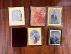 Four early framed photographic portraits. H.12 W.9.5cm