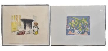 A signed and numbered etching along with a signed artist's proof, both framed and glazed. H.40 W.