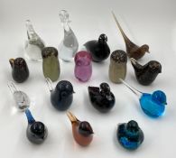 A large collection of Wedgwood glass birds. Most with marks. H.20cm (largest)