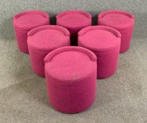 A set of six contemporary low stools on casters. H.51 Dia.52cm (each)