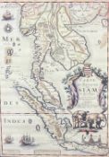 A reproduction print of a map of Siam in a bamboo effect gilt frame. H.65 W.47cm