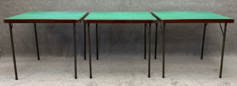 Three vintage folding bridge tables. H.70 W.82 D.82cm (each)