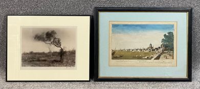 A signed photograph by Branka Jukic along with a hand coloured 19th century engraving. Both framed