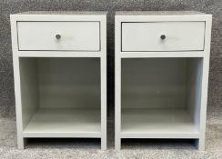 A pair of contemporary grey lacquered bedside cabinets. H.60 W.40 D.40cm (each)