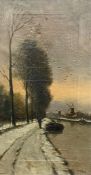 Jan M Beek, a 19th century oil on canvas, Dutch canal scene, gilt framed. H.48 W.30cm