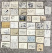 A large collection of pencil, pen, chalk and watercolour drawings/sketches by Bernard Bowerman.