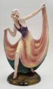 A Katzhutte Art Deco porcelain dancing figure with marks to base. H.33cm