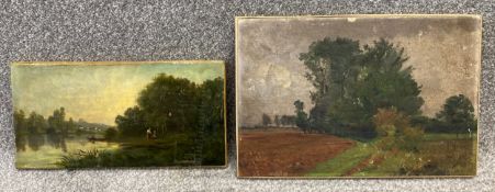 Two oil paintings on canvas, rural landscapes; one signed Faron and the other unsigned. Both