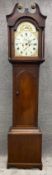 A Georgian oak cased longcase clock with eight day movement and painted dial signed Dicks,