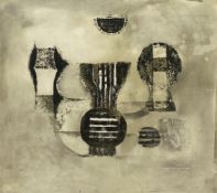 Michele Nedelec (b.1932), a signed limited edition abstract etching 'Le Jardin' 1952. Framed and