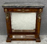 A Theodore Alexander French Empire style flame mahogany console table with marble top and ormolu