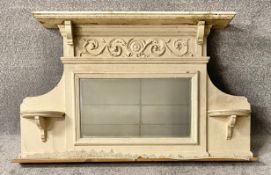 A 19th century painted overmantel mirror. H.67 W.117 D.16cm
