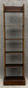 A vintage stained pine tall open bookcase. H.123cm