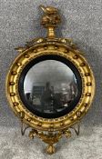 A Regency carved giltwood girandole with it's original convex plate. H.78 W.47cm