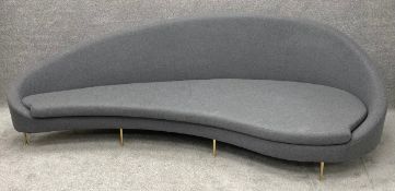 A Federico Munari style sofa of curved outline. H.100 W.290 D.127cm
