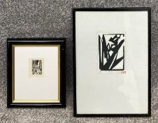 A signed woodblock artist's proof print by Peter Cavanagh along with an unsigned woodblock print
