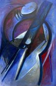 Amedeo Lanci (b.1943), a large signed oil on canvas, abstract composition in an obeche tray frame.
