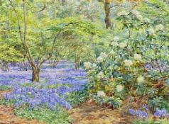 Beatrice Emma Parsons (1869-1955), a signed watercolour 'Rhododendron and Bluebells'. Framed and