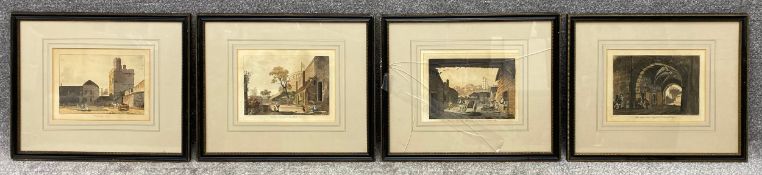 A set of four 19th century hand coloured engravings after Paul Sandby (1731-1809). All framed and