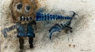 Iain Whitecross, a mixed media study: Mural signed and dated '63. H.37 W.58cm