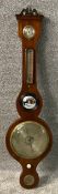 A 19th century mahogany barometer with etched steel dials and convex plate. H.98cm