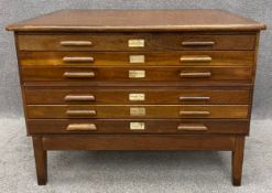 A mid 20th century Abbess mahogany architects drawers/map/plan chest. H.90 W.121 D.93cm