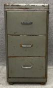 A mid century industrial steel filing cabinet or chest of drawers. H.80 W.42 D.58cm