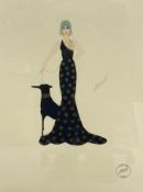 Erté (1892-1990), an original Art Deco serigraph print on paper with Atelier Paris stamp.