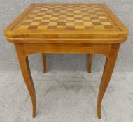 A continental draw leaf table with inlaid chessboard top. H.72 W.57 (115 ext) D.61cm