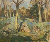 Alick Riddell Sturrock (1885-1953), oil on canvas, Scottish woodland landscape. Signed to the