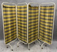 A painted metal hospital privacy screen, early/mid 20th century. H.168 W.62cm (each panel)