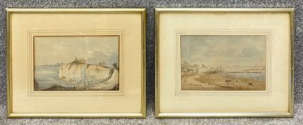 A pair of indistinctly signed early 19th century watercolour landscapes, between Ramsgate and