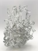 A mid century Czech free form, hand shaped glass sculpture in the manner of Joseph Rozinek. H.30cm.