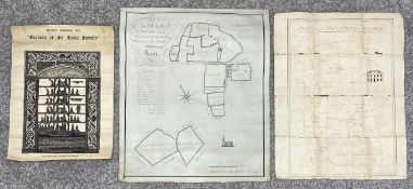 Two antique maps; One hand coloured Street End Farm, Kent dated 1793 on vellum?, and one canvas