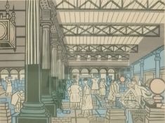 Edward Bawden (1903-1989), a signed lithograph in colours, Billingsgate from the London Markets