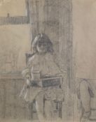Malcolm Drummond (1880-1945), pencil with highlights; inscribed to the reverse, Girl in High