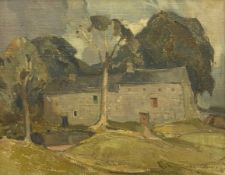 Alick Riddell Sturrock (1885-1953), oil on canvas, country farmhouse, signed with notes to the