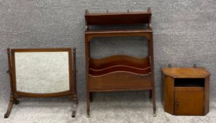 Three items of 19th century mahogany furniture to include a bookcase on brass castors (damage