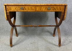 A Regency style mahogany and crossbanded sofa table. H.73 W.95 (142 extended) D.55cm