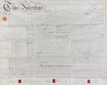 A 19th Century land indenture dated 12th November 1883. Hand written in ink with further notes and
